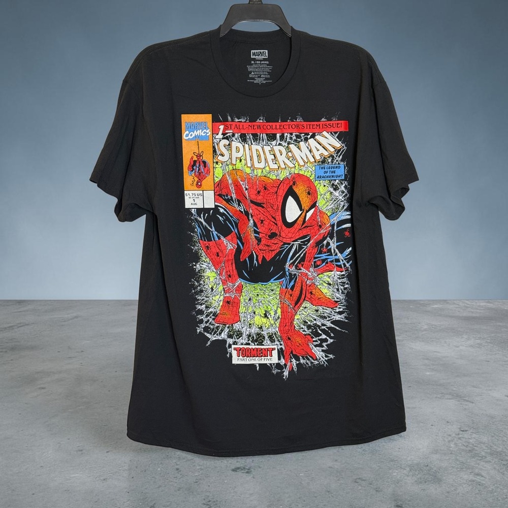 Marvel Spider-Man Torment Comic Cover Graphic T-Shirt Black XL Mad Engine